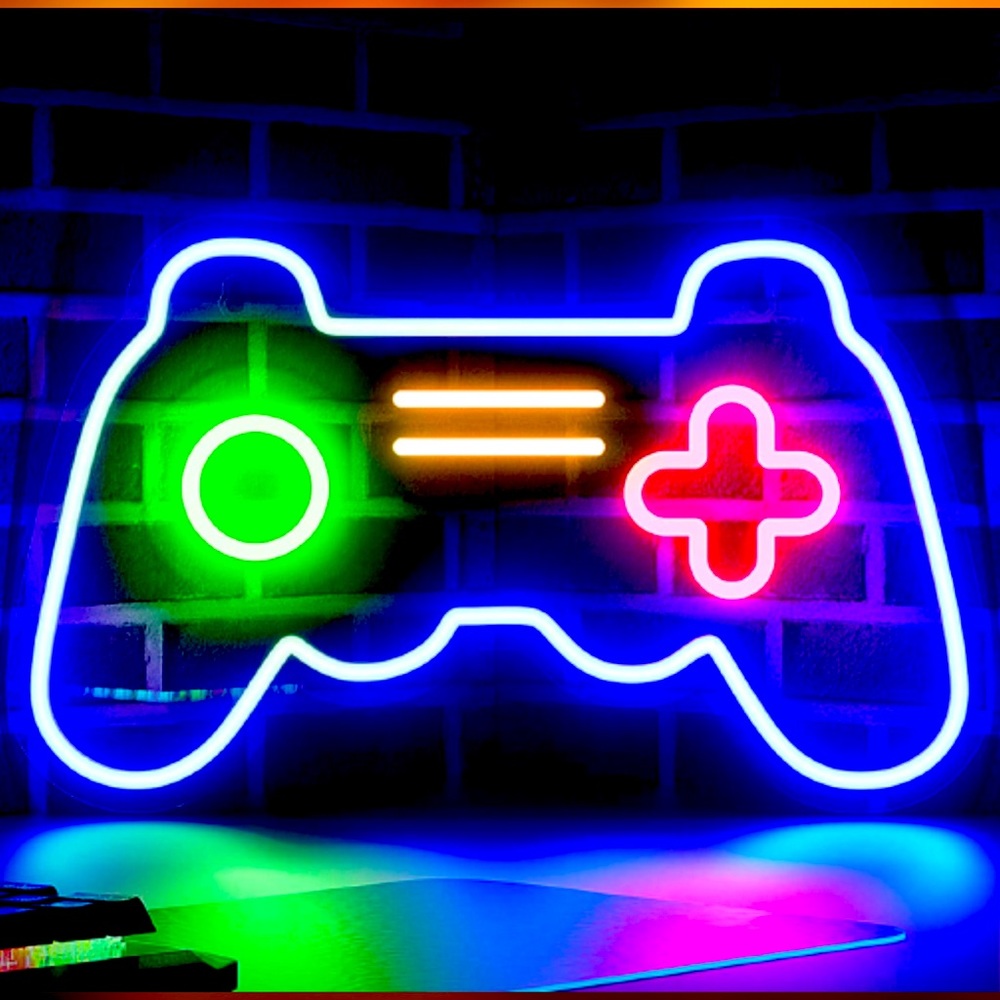 Neon Sign, Game Controller Shaped Neon Signs for Game Room Decor, Acrylic LED Ne